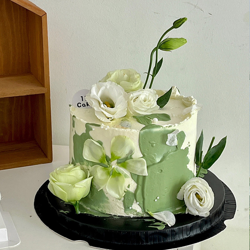 简约ins复古氛围感鲜花蛋糕装饰小清新桔梗花玫瑰亚克力爱心插件