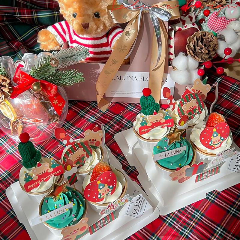 网红圣诞节氛围纸杯蛋糕装饰