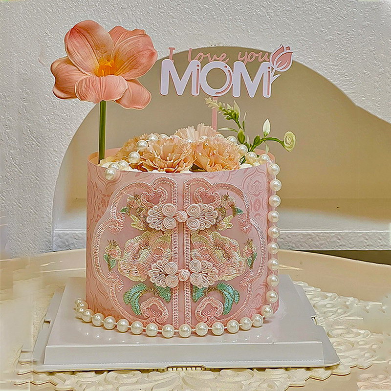 国风母亲节鲜花旗袍蛋糕装饰复古刺绣花围边MOM亚克力仿真花插件,节庆用品/礼品,蛋糕/烘焙装饰用品,淘宝优惠券,粉丝福利购,淘宝优惠卷