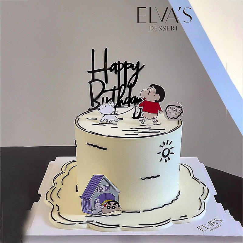 二次元漫画风蜡笔小新蛋糕装饰插牌卡通小新遛狗儿童生日手绘装扮,节庆用品/礼品,节日装扮用品,淘宝优惠券,粉丝福利购,淘宝优惠卷