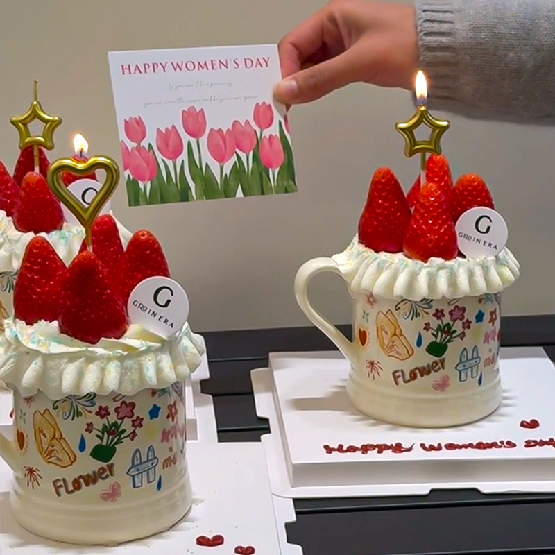3.8女神节爱丽丝仙女马克杯草莓蛋糕浪漫陶瓷杯星星爱心蜡烛插件,节庆用品/礼品,蛋糕/烘焙装饰用品,淘宝优惠券,粉丝福利购,淘宝优惠卷