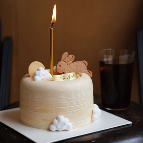 氛围感中秋节兔兔推着满月来生日蛋糕装饰兔子饼干云朵模具蜡烛