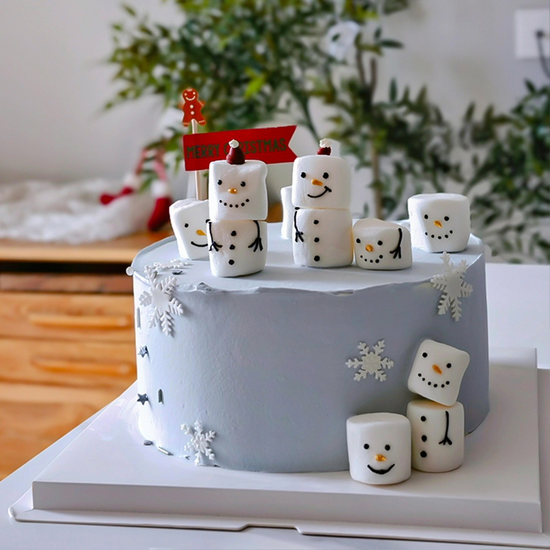 可爱圣诞节雪人蛋糕装饰
