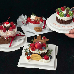 2025圣诞节4寸巴斯克蛋糕装 饰腊肠狗英文饼干压模苹果可露丽甜品