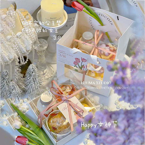 母亲节四宫格甜品礼盒泡芙蛋糕