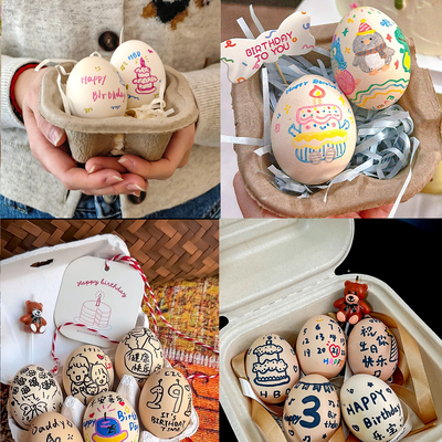 宝宝周岁满月纪念日手工绘画鸡蛋