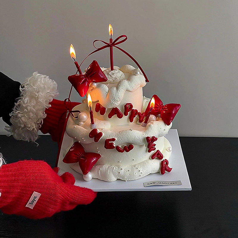 2025新年元旦跨年简约风蛋糕装饰立体蝴蝶结DIY丝带铅笔蜡烛插件,节庆用品/礼品,蛋糕/烘焙装饰用品,淘宝优惠券,粉丝福利购,淘宝优惠卷