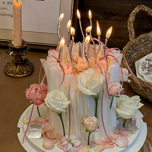 浪漫小仙女生日鲜花蛋糕装 饰绝美玫瑰花DIY蝴蝶结丝带威化纸围边