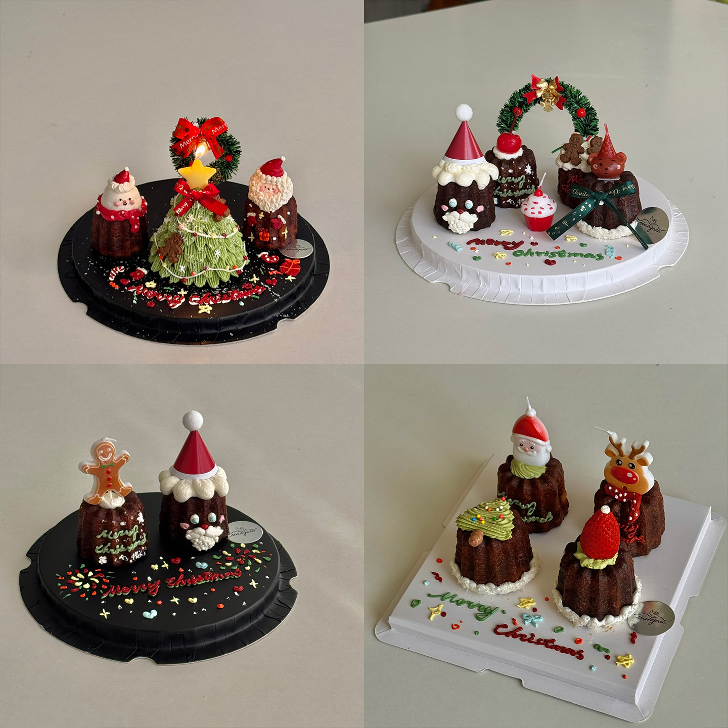 超可爱圣诞节氛围感可露丽蛋糕装饰浪漫圣诞树老人姜饼人星星蜡烛