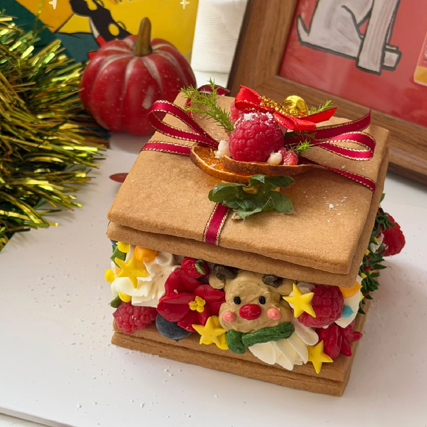 圣诞节主题夹心曲奇饼干盒子蛋糕