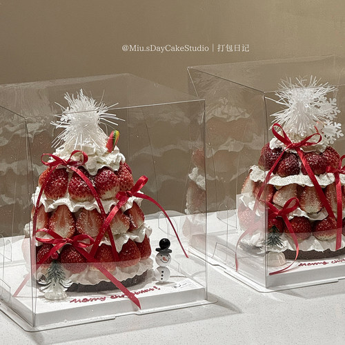 爆款圣诞节氛围感草莓塔蛋糕装饰