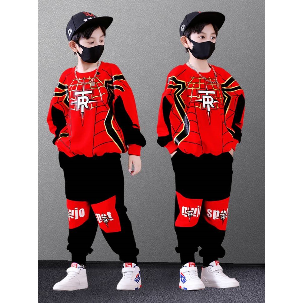 蜘蛛侠儿童冬季套装男童卡通秋装衣服卫衣男孩长袖t恤服装5岁童装