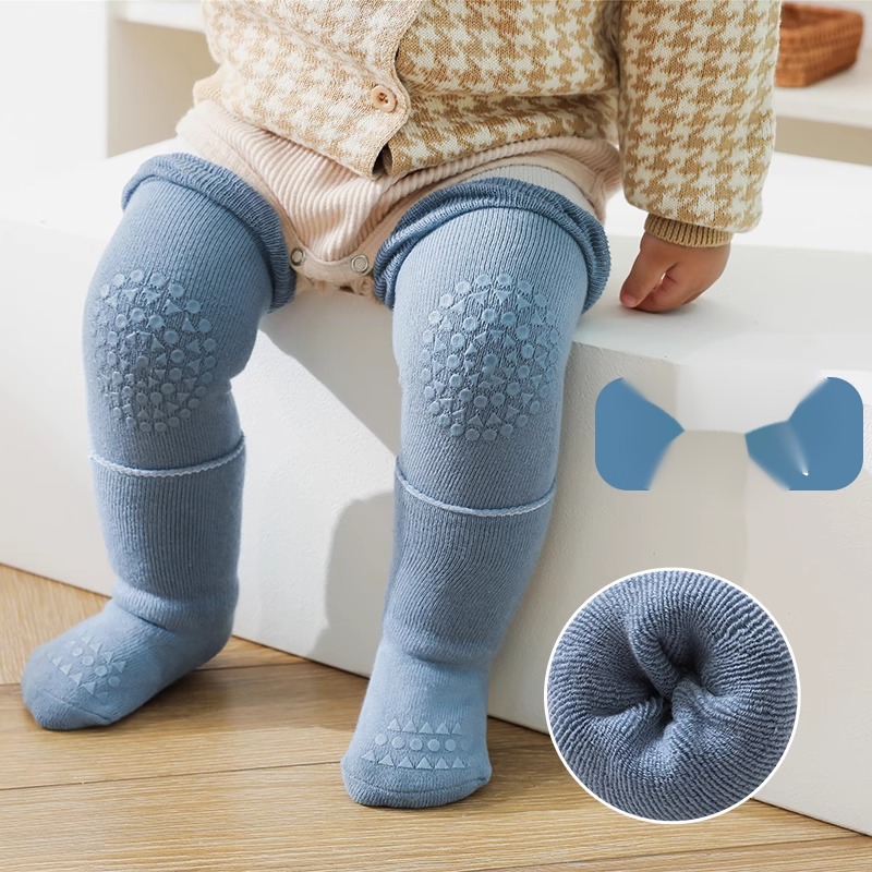 冬季婴幼儿护膝袜长筒护腿宝宝袜套爬行防滑护膝加厚保暖地板袜子