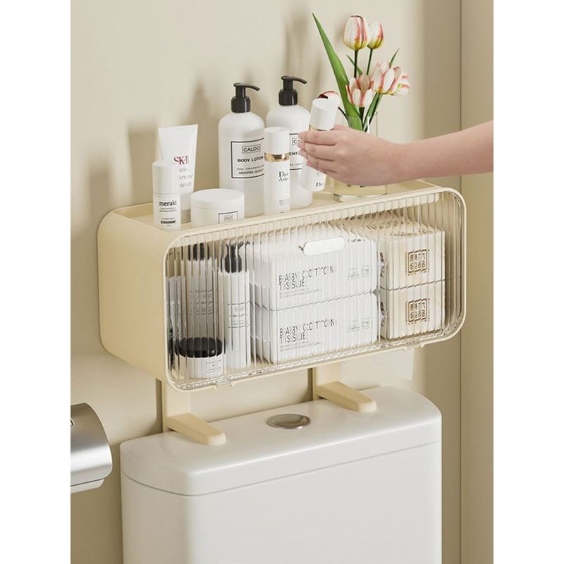 马桶上方置物架壁挂免打孔卫生间浴室收纳架防水纸巾洗脸巾收纳盒