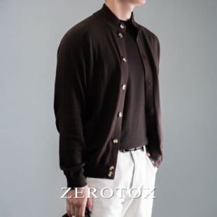 棉质开衫 立领极简休闲上衣可机洗老钱风针织外套