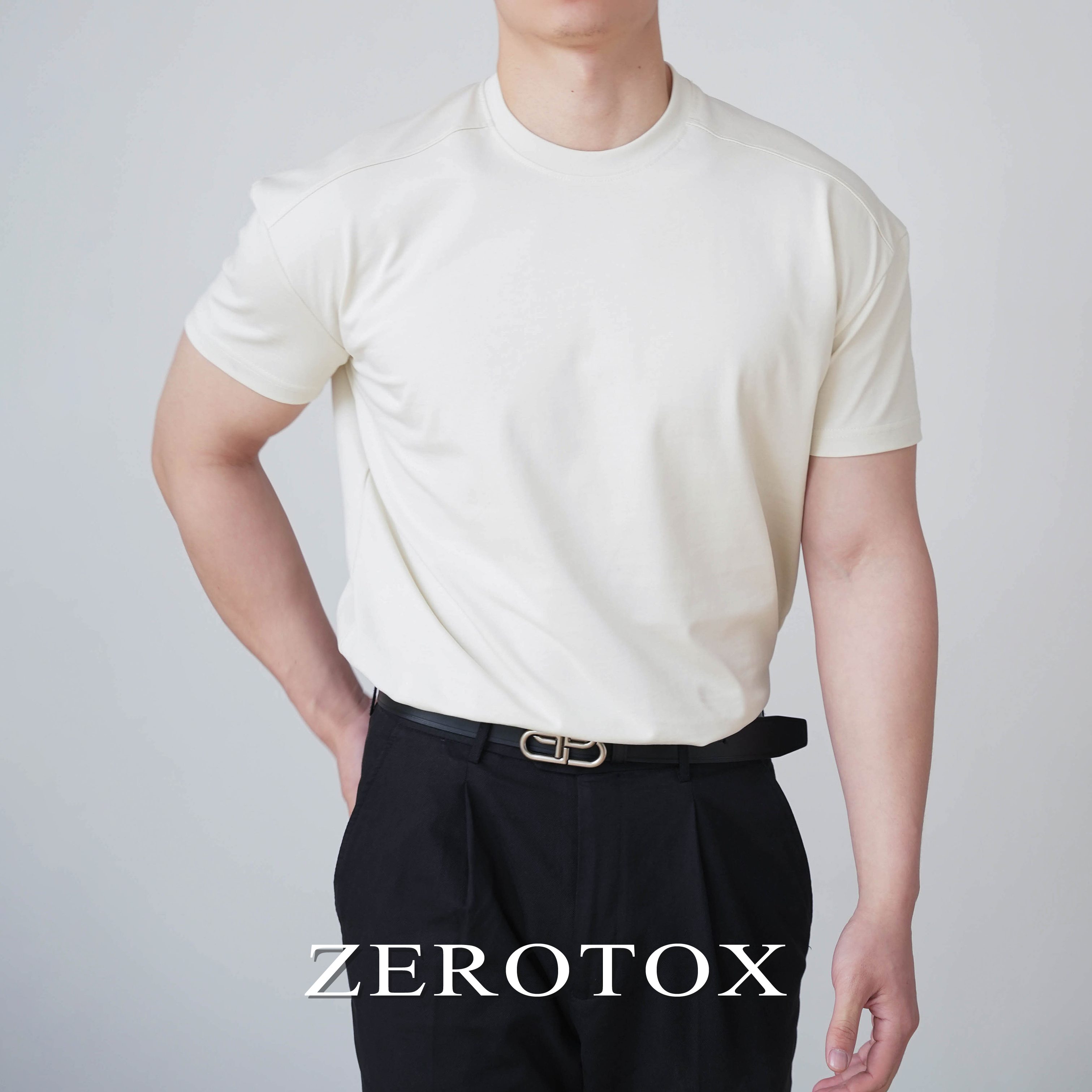 GZX ZEROTOX 解构垫肩260G全棉立体剪裁宽肩特殊袖口廓形T恤短袖