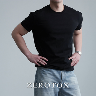 GZX ZEROTOX解构垫肩短袖T恤收袖口男重磅纯棉夏季美式小领口上衣