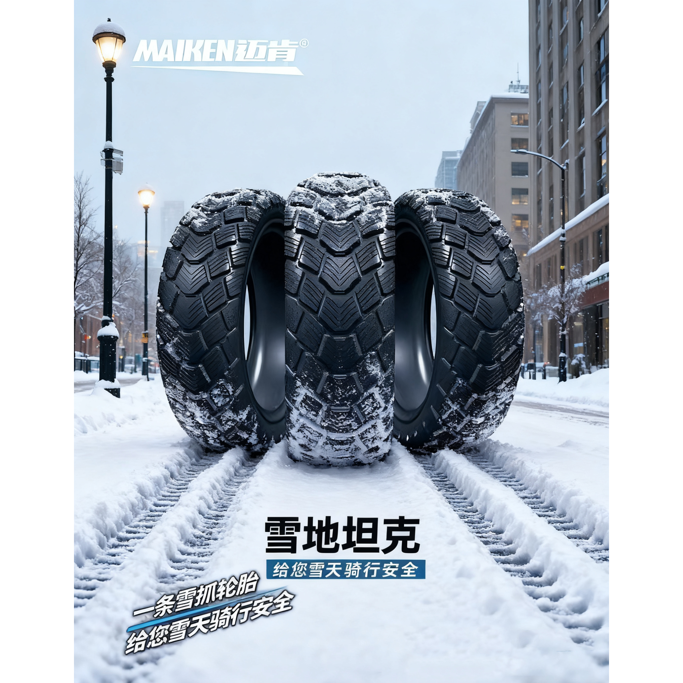 迈肯电动车雪地轮胎加厚防滑