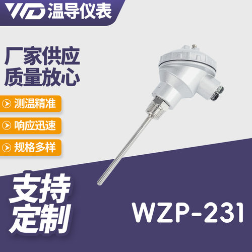 Pt100防水测温探头热电阻WZP-231一体化温度变送器传感器K高精度