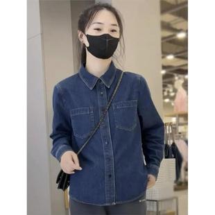 短款加绒加厚牛仔衬衫女2023秋冬爆款休闲时尚小个子叠穿衬衣上衣
