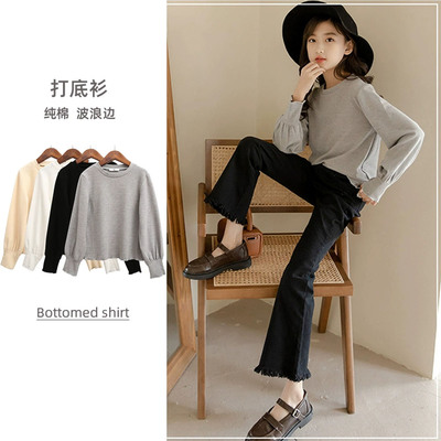 女童超好看长袖t恤灯笼袖纯棉