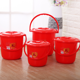 婚庆喜事陪嫁水桶大红色正红色陪嫁子孙桶装 米加厚结婚用大小水桶
