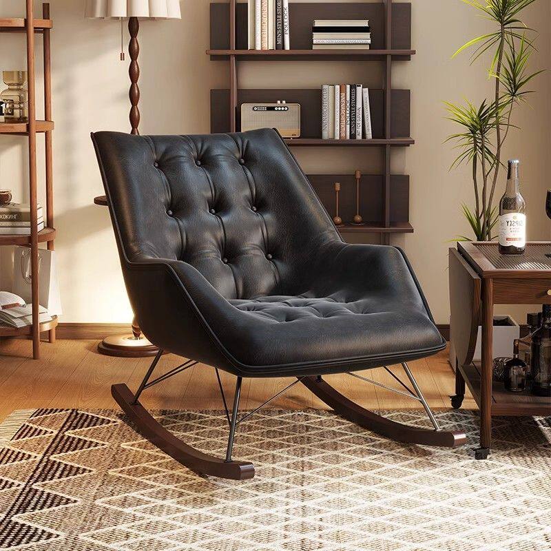 摇摇椅家用新中式躺椅轻奢阳台休闲椅单人逍遥椅客厅复古懒人摇椅