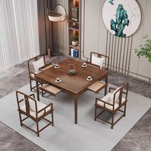 新中式实木八仙桌阳台茶桌椅组合茶馆正方形棋桌家用方桌茶台