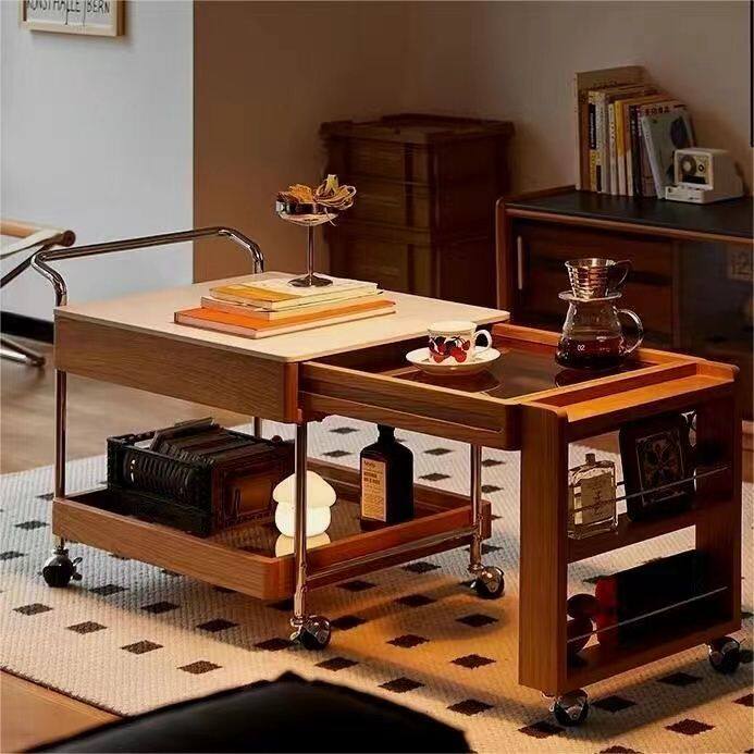 【1101人收藏】小推车移动茶几日式沙发客厅伸缩围炉煮茶实木家用