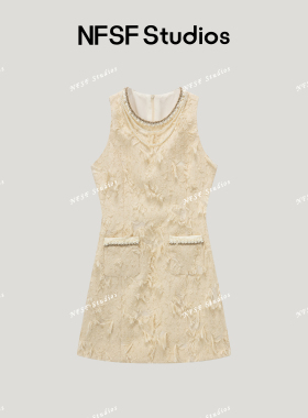 NFSF Studios【爱丽丝】气质羽毛感千金风重工显瘦连衣裙21556
