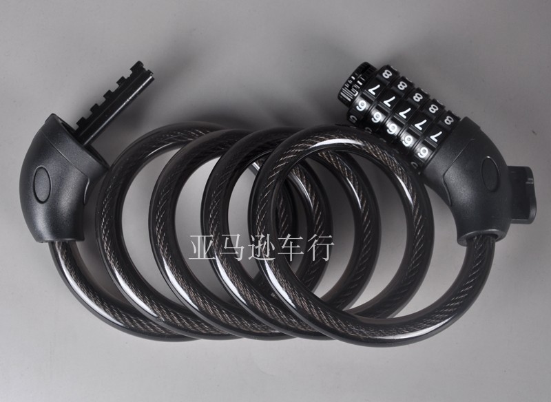 儿童自行车彩色车锁 自行车/电动车通用锁 1米2长钢缆锁