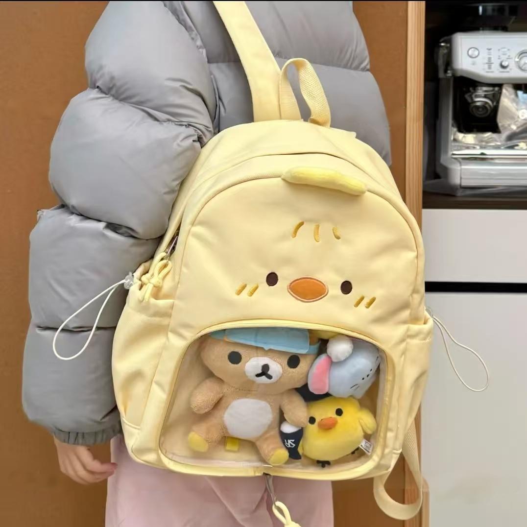 可爱卡通小鸡双肩包旅游轻便大学生上课通勤包大容量背包书包痛包
