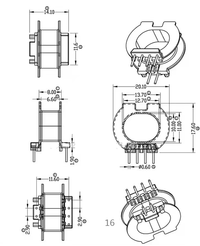 atq23高频变压器磁芯骨架卧式