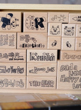 两只浣熊｜暴躁大萌萌《松松日常3》树脂实木印章m5手帐图章盖印