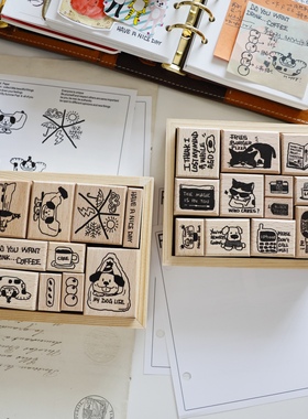 两只浣熊｜《假装去巴黎*懒风过境》实木手帐印章小动物文字打卡