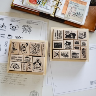 两只浣熊｜《假装去巴黎*懒风过境》实木手帐印章小动物文字打卡