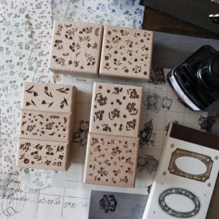 两只浣熊|魔王菌打底印章小碎花蛋糕植物框框蝴蝶结图章手账文具