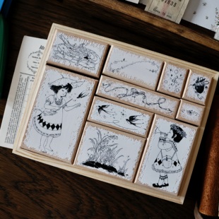 两只浣熊｜《仲夏夜c大调》手帐印章日记本图章女孩小燕子音符雨