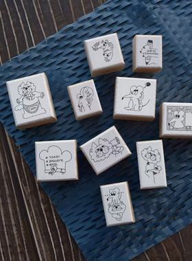 两只浣熊｜暴躁大萌萌《simon和bond》小猫老鼠可爱印章图章手账