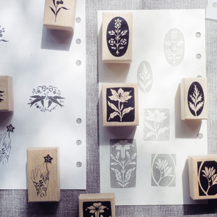 两只浣熊｜呆毛甜心 实木手帐印章植物花朵手图章 素手芳华