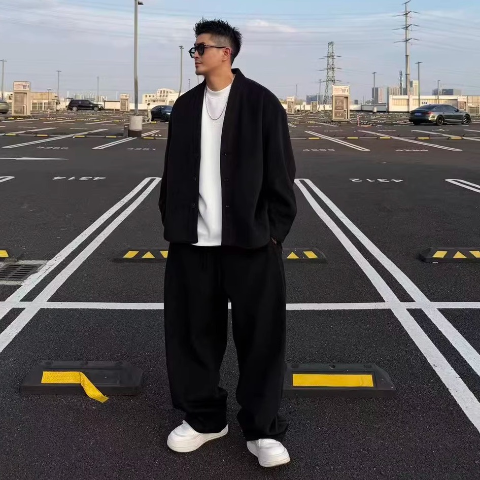 秋冬高级感毛呢开衫外套长裤套装