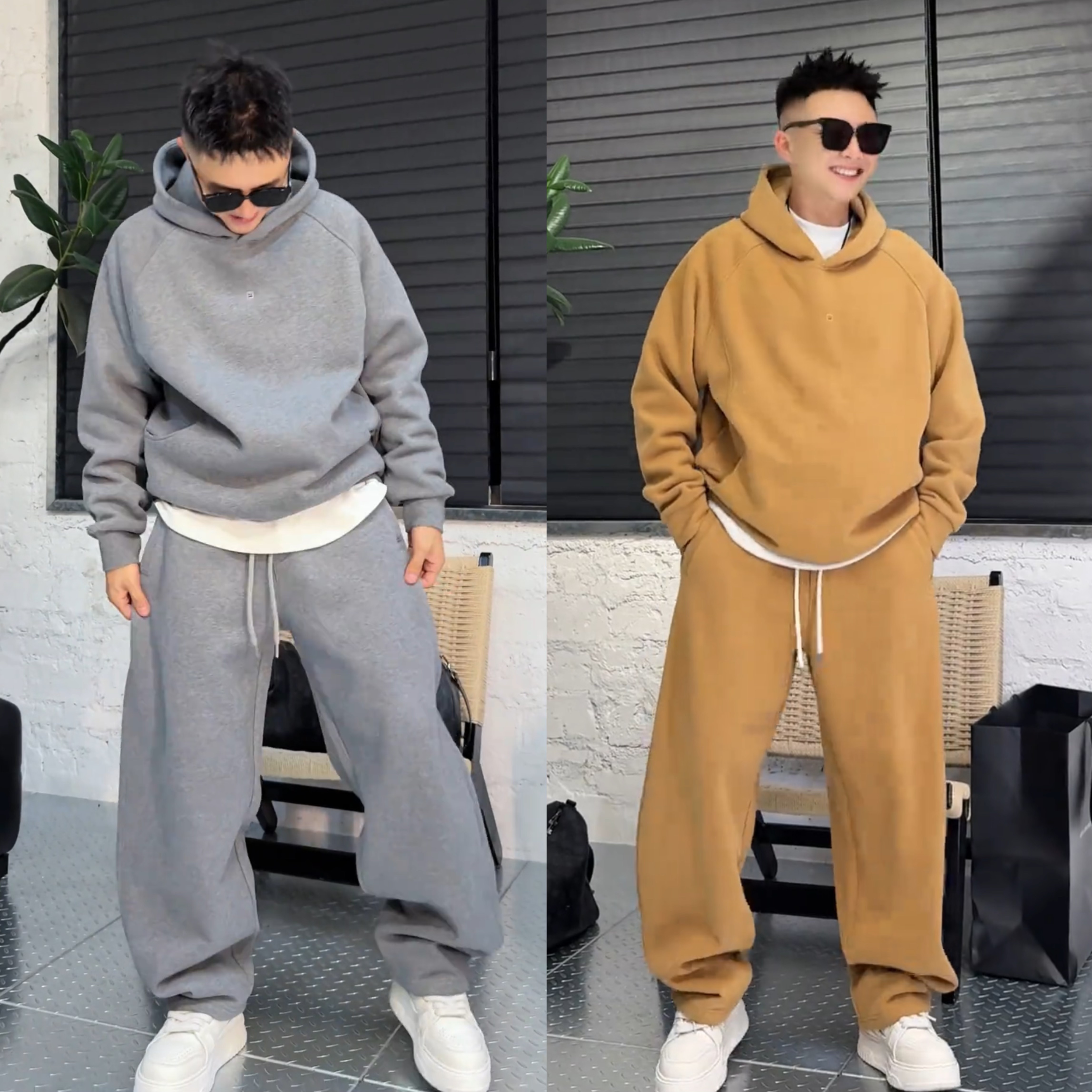 秋冬季加绒加厚男士运动休闲套装