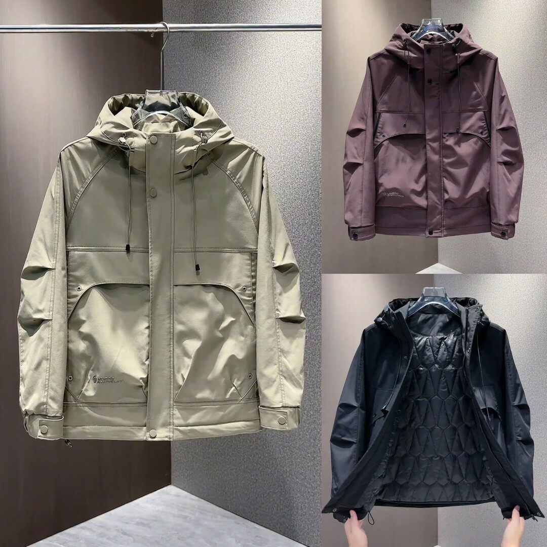 秋冬新款二棉工装连帽夹克外套男潮流百搭防风冲锋衣休闲保暖棉服