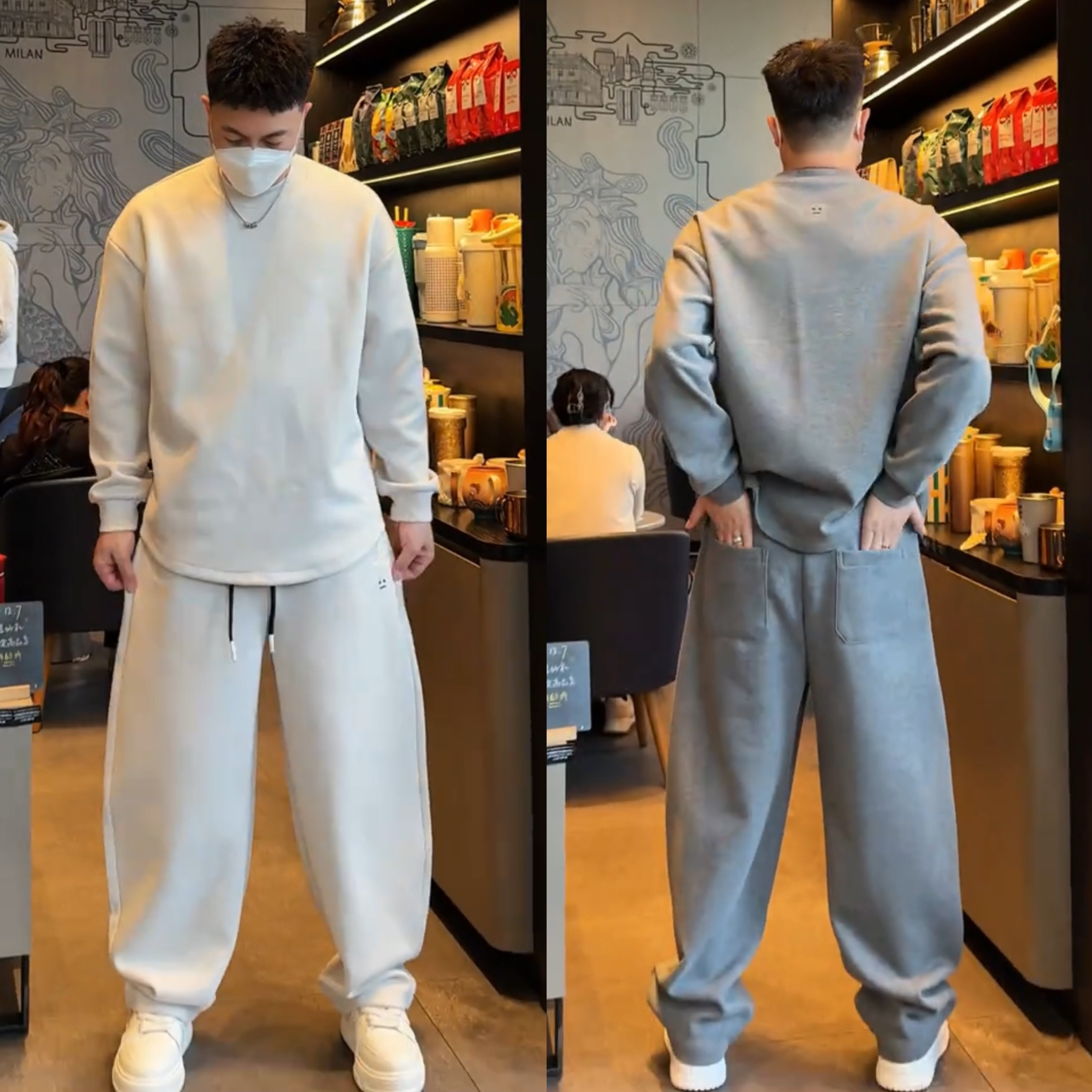 冬季新款男士加绒保暖休闲运动裤哈伦阔腿直筒裤宽松百搭休闲套装,男装,休闲运动套装,淘宝优惠券,粉丝福利购,淘宝优惠卷