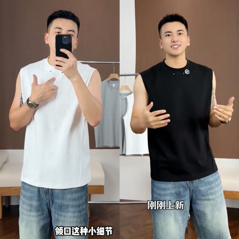 夏季新款宽松无袖背心男