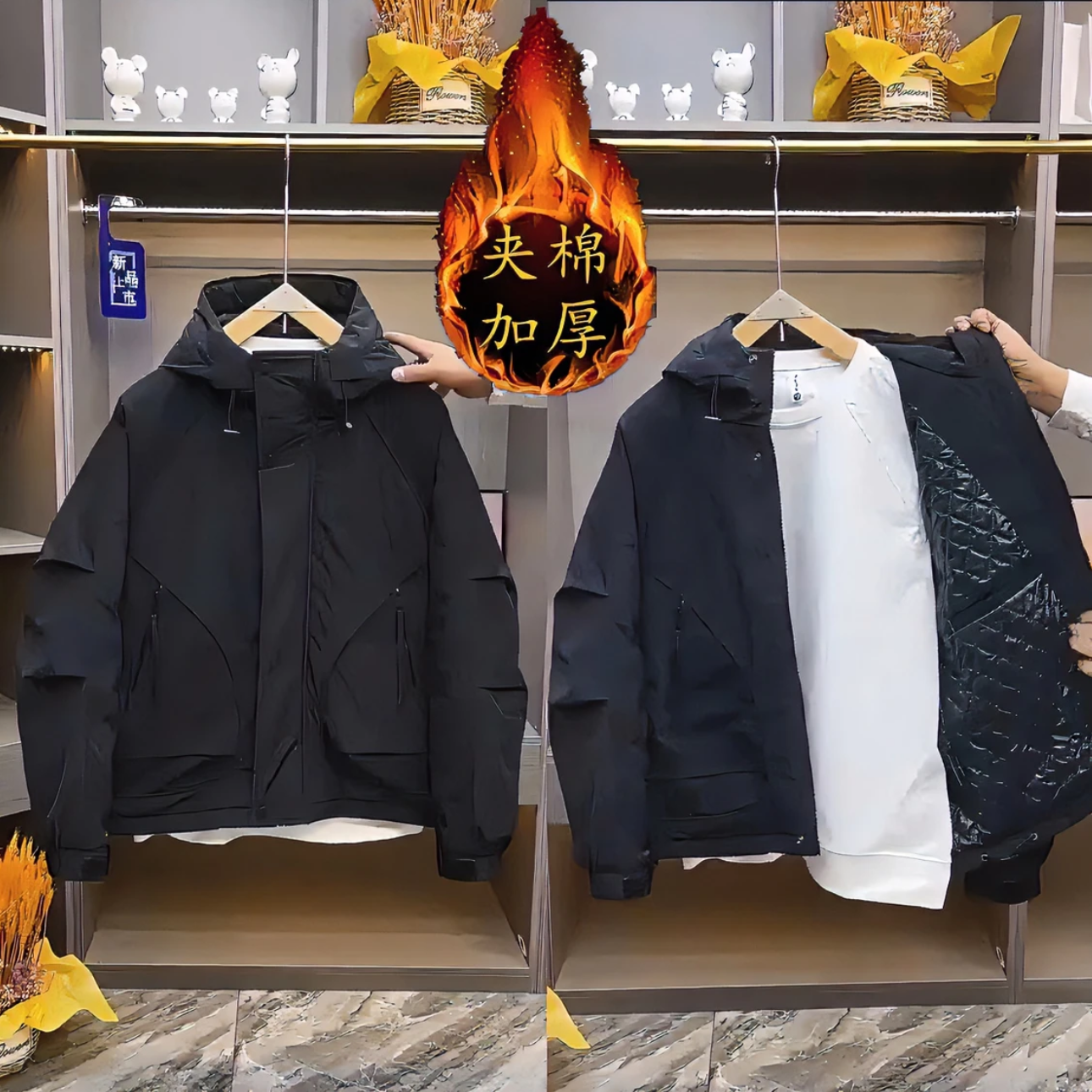 冬季外套男潮牌休闲百搭棉衣工装夹克夹棉外套轻薄棉服二棉冲锋衣