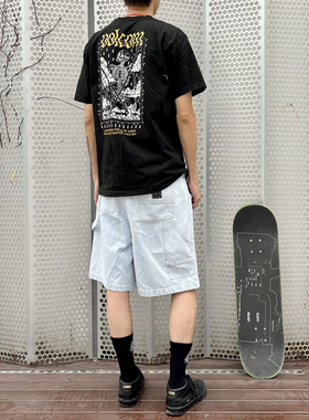 滑板水洗牛仔短裤 五分裤子 宽松 口袋 情侣 美式街头 街舞 BMX