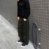 嘻哈街舞 滑板灯芯绒长裤 机车 情侣 日系街头复古 宽松 军绿