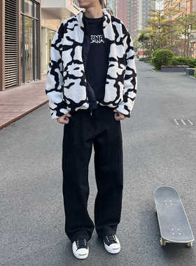 滑板宽松牛仔裤 大直筒 坠感 简约 情侣 美式街头 嘻哈街舞 BMX