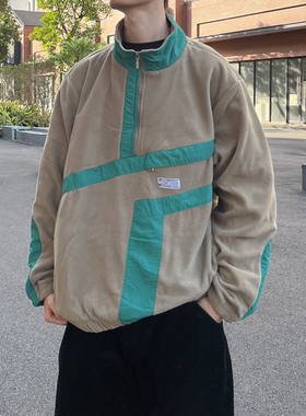 滑板套头卫衣 半拉链 摇粒绒 拼接 美式宽松 BMX 嘻哈街舞 滑雪